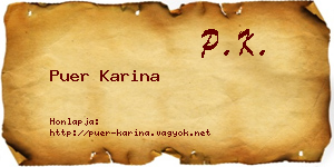Puer Karina névjegykártya